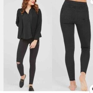SPANX Distressed Skinny Jeans in Vintage Black Women's Size Small